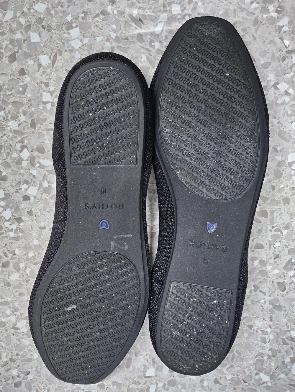 Rothy's The Petal Square Toe Solid Black Ballet Flats Women Shoes Size 10